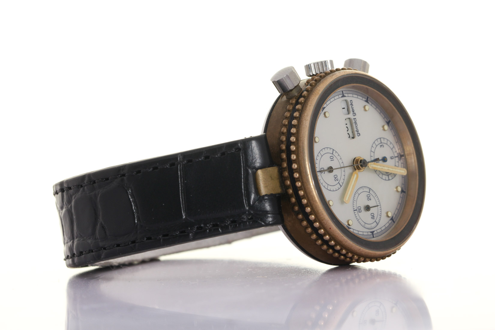 Gerald Genta, GEFICA, Bronze, Mother of Pearl, Chronograph, our Box & warranty, G2989