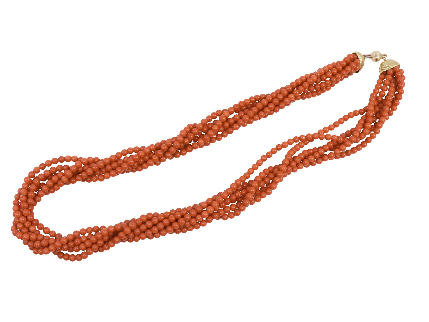 Girocollo Torchon in corallo rosso e chiusura in oro 18kt per gr. 6 (circa)