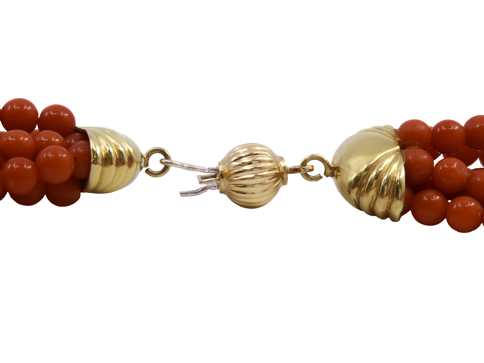 Girocollo Torchon in corallo rosso e chiusura in oro 18kt per gr. 6 (circa)