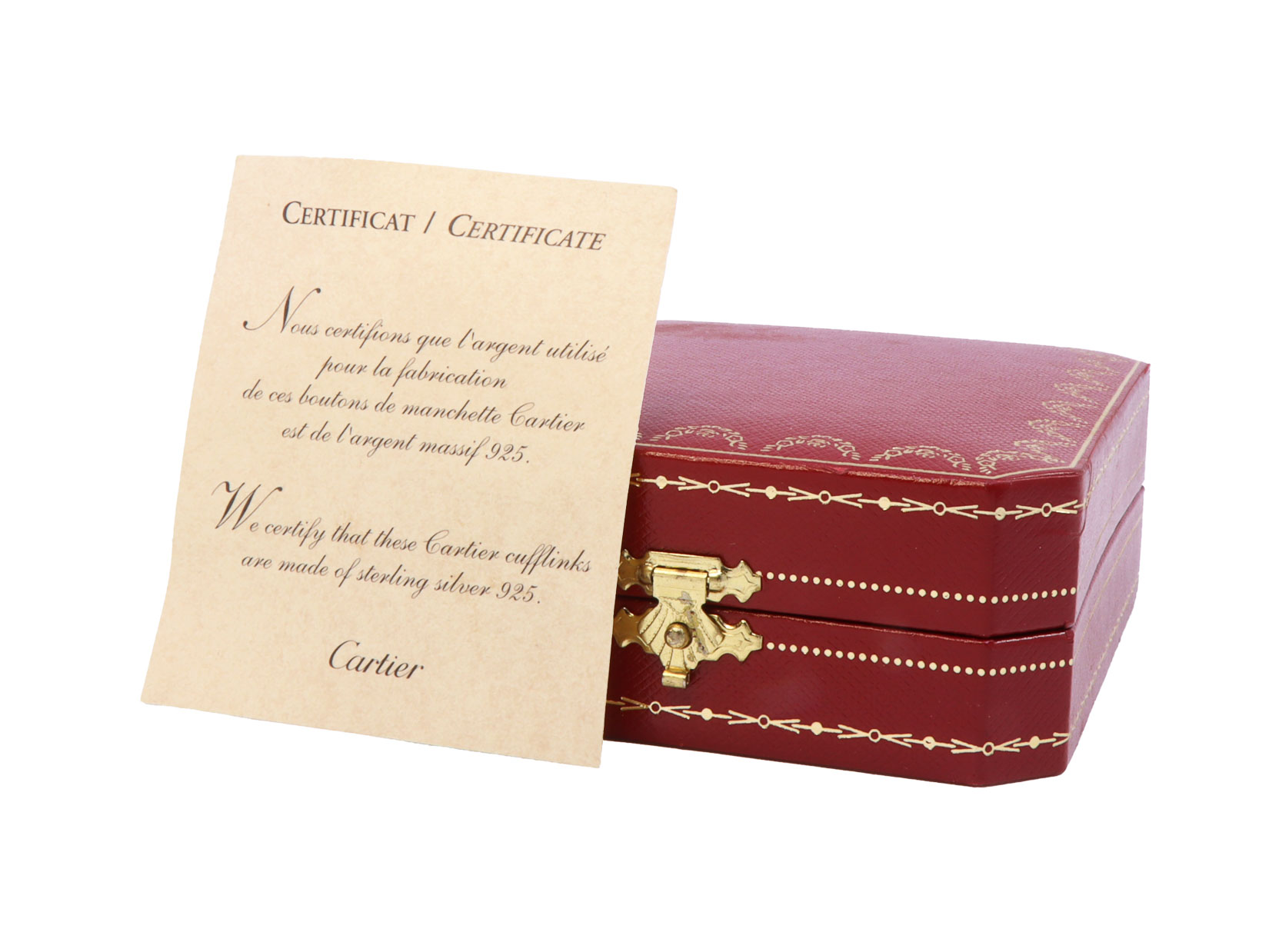 Gemelli in argento firmati Cartier corredati di scatola