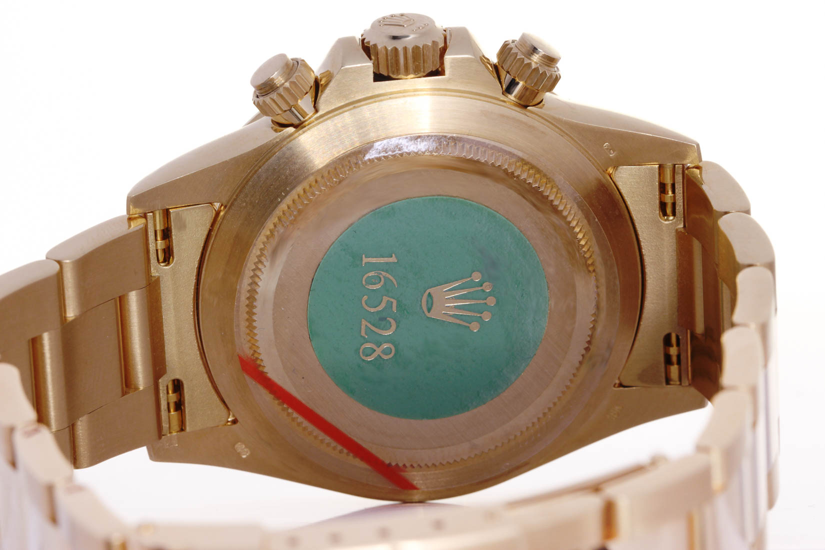 Rolex Daytona ref:16528 - 18kt Yellow, Full Pavè XL 8 emerald (Rolex), Rolex Box & Papers (1997), Official Service exp. 01/2026