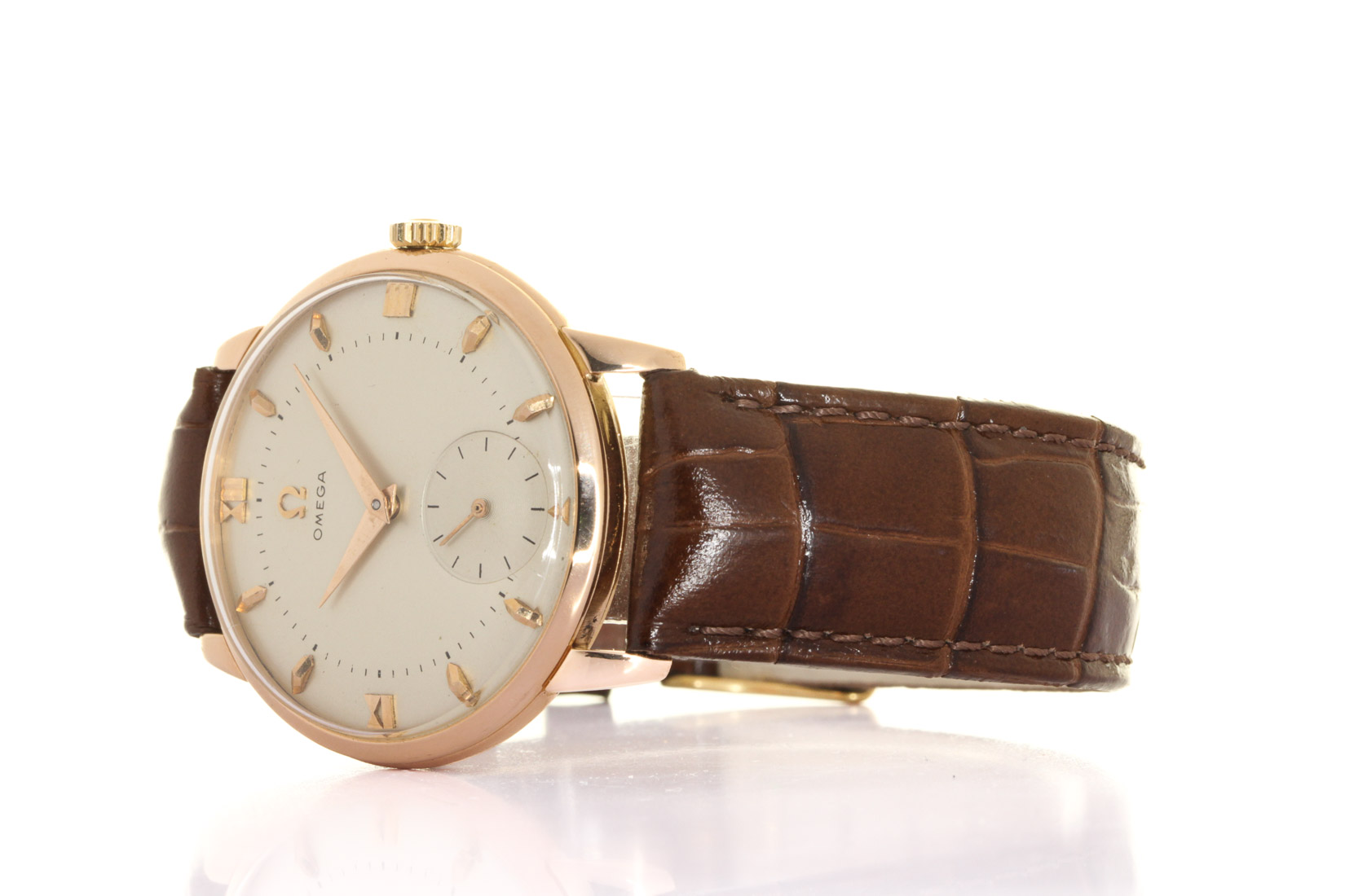 Omega 2894 Small Seconds 18kt Yellow Gold, 34mm, leather bracelets, omega Box our Warranty, circa 1980