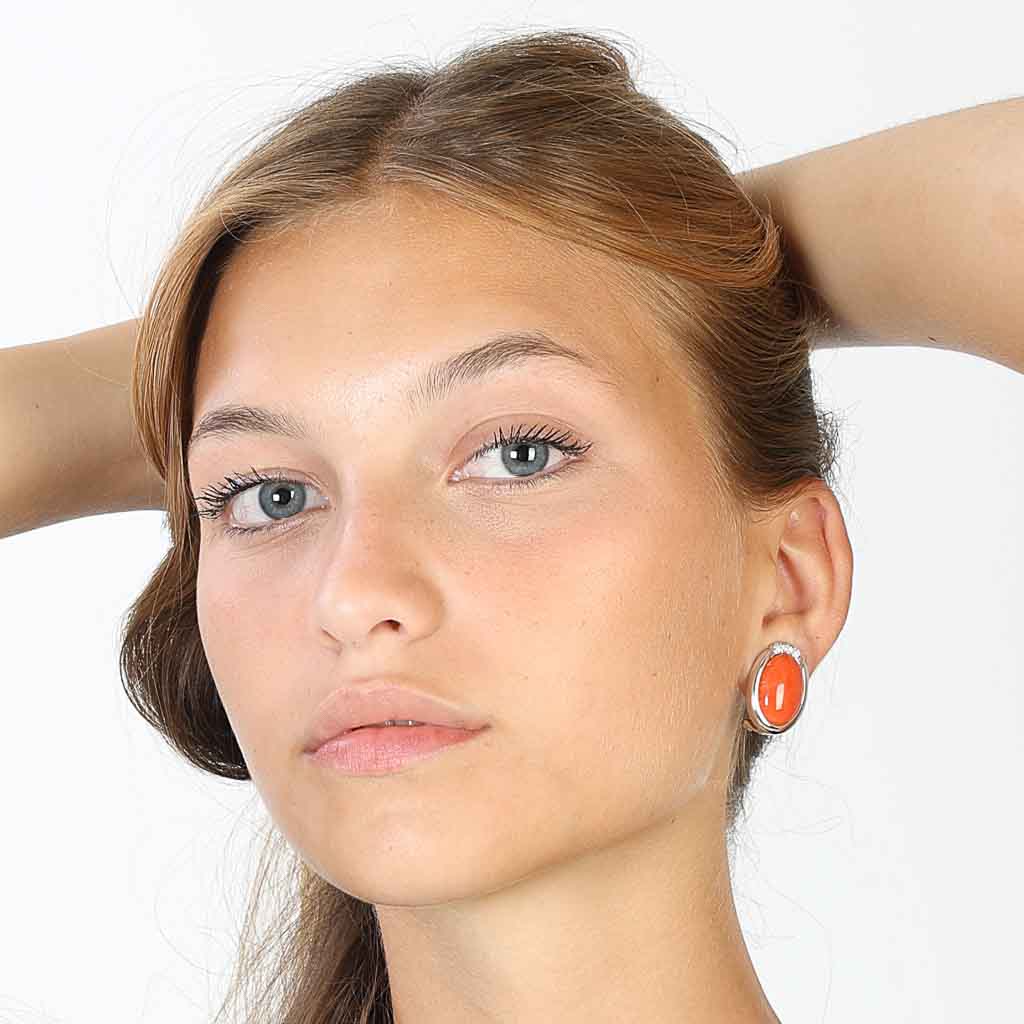 Orecch. Corallo Rosa a Barile Grandi con brillanti 0 C 8 b 0,39