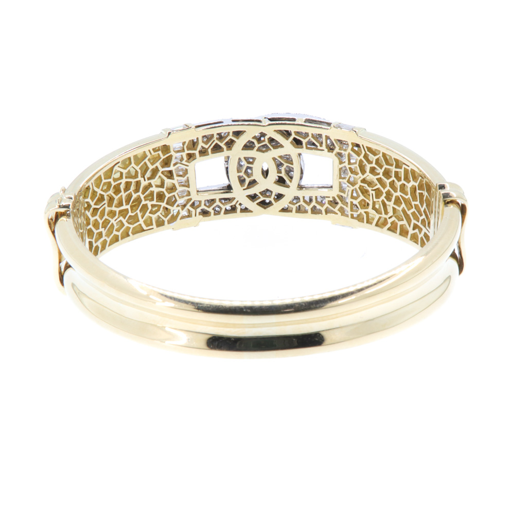 Bracciale in oro giallo 18kt. con pavet di Brillanti e Baguettes 