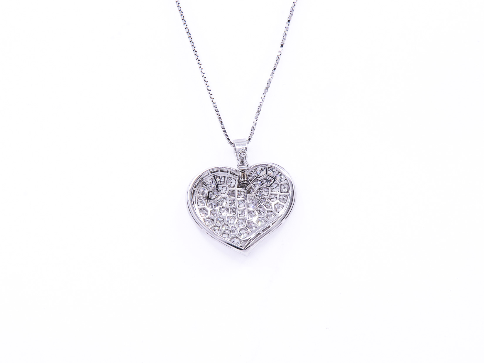 Ciondolo cuore in oro bianco 18 kt. con brillanti