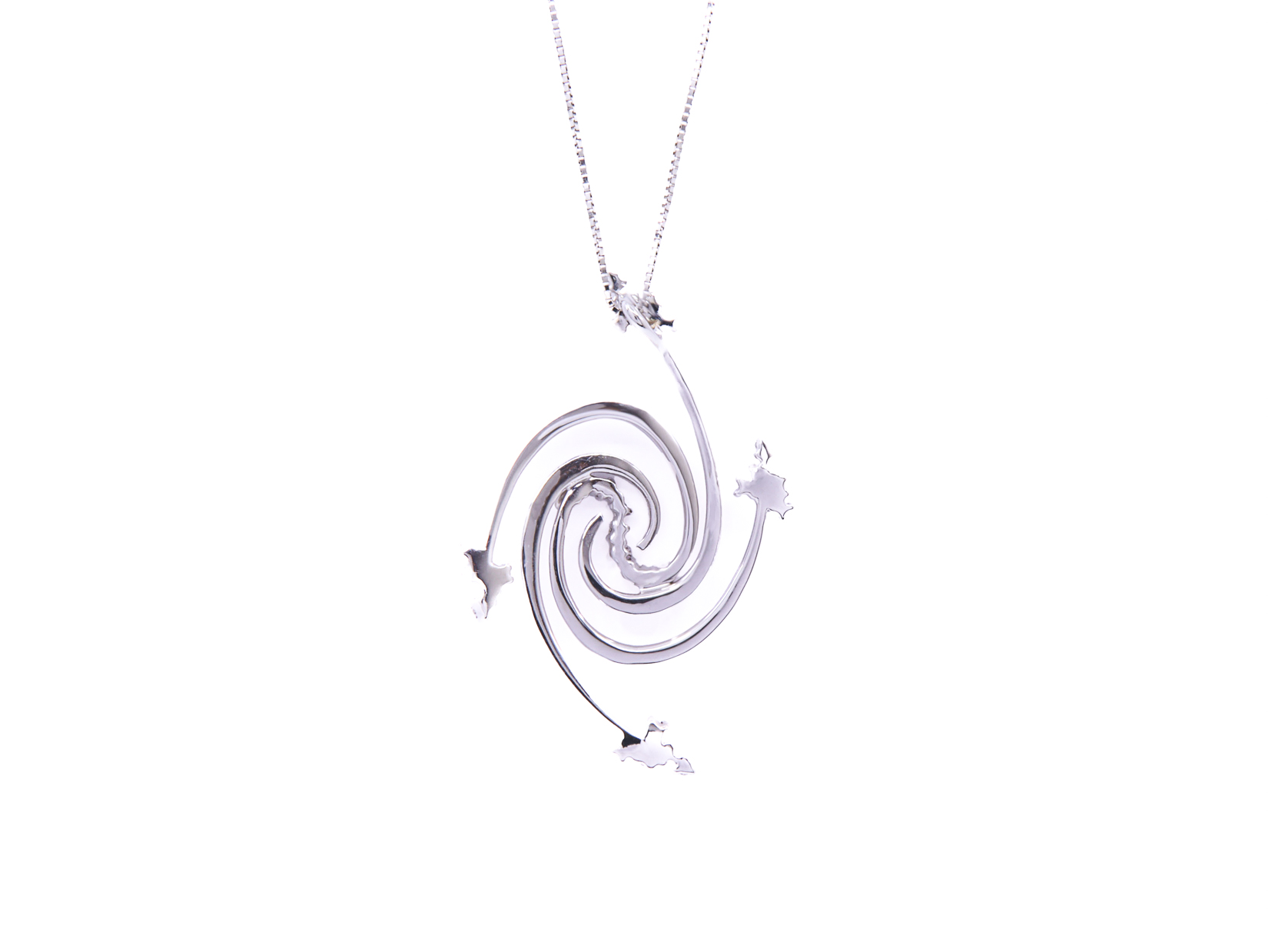 Collana Miluna in oro bianco 18 Kt. con ciondolo a forma di spirale  e brillanti