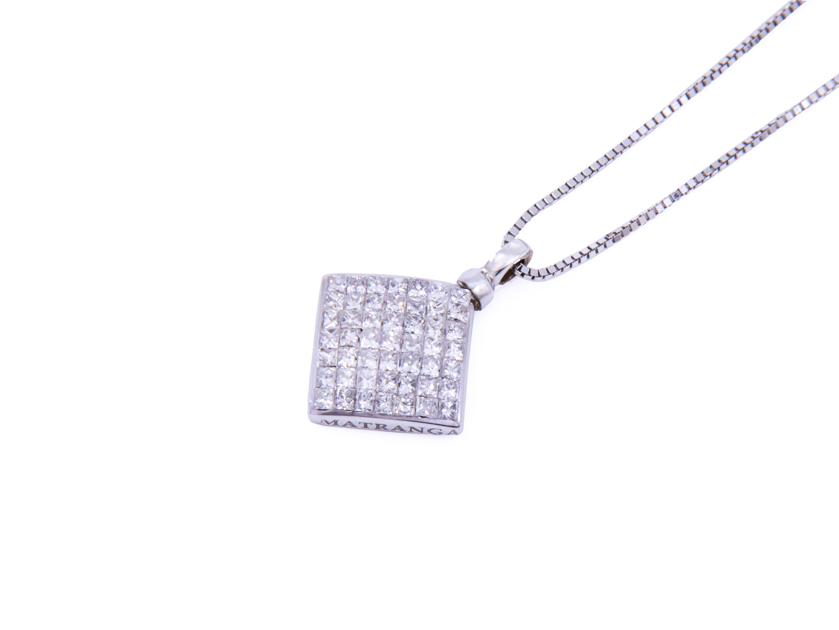 Collana in oro bianco con rombo di brills ct.1,00 F Vvs - Gr.3