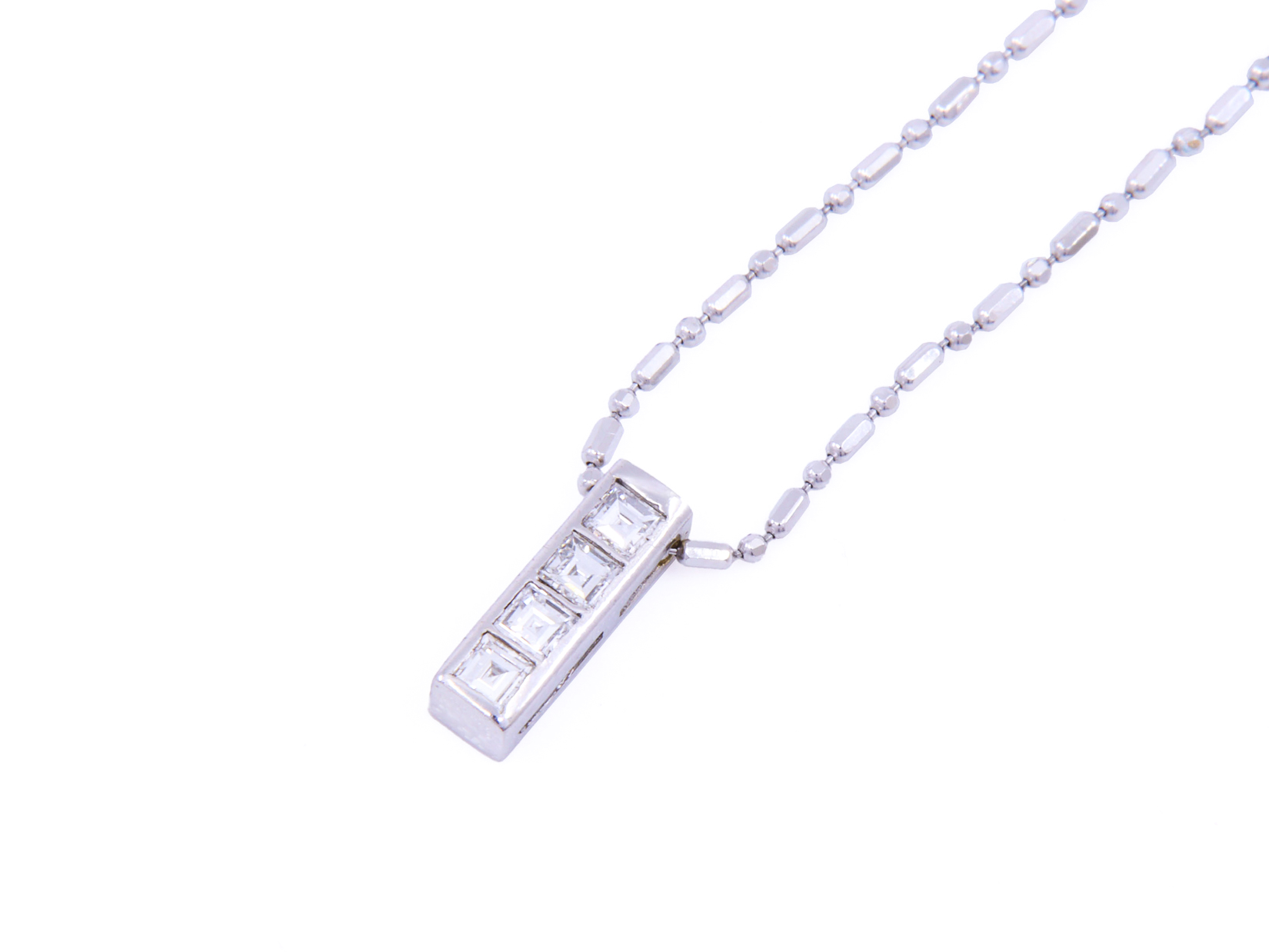 Collana Rettangolo - Brillanti 0,35ct, Oro 18kt, 1,80gr