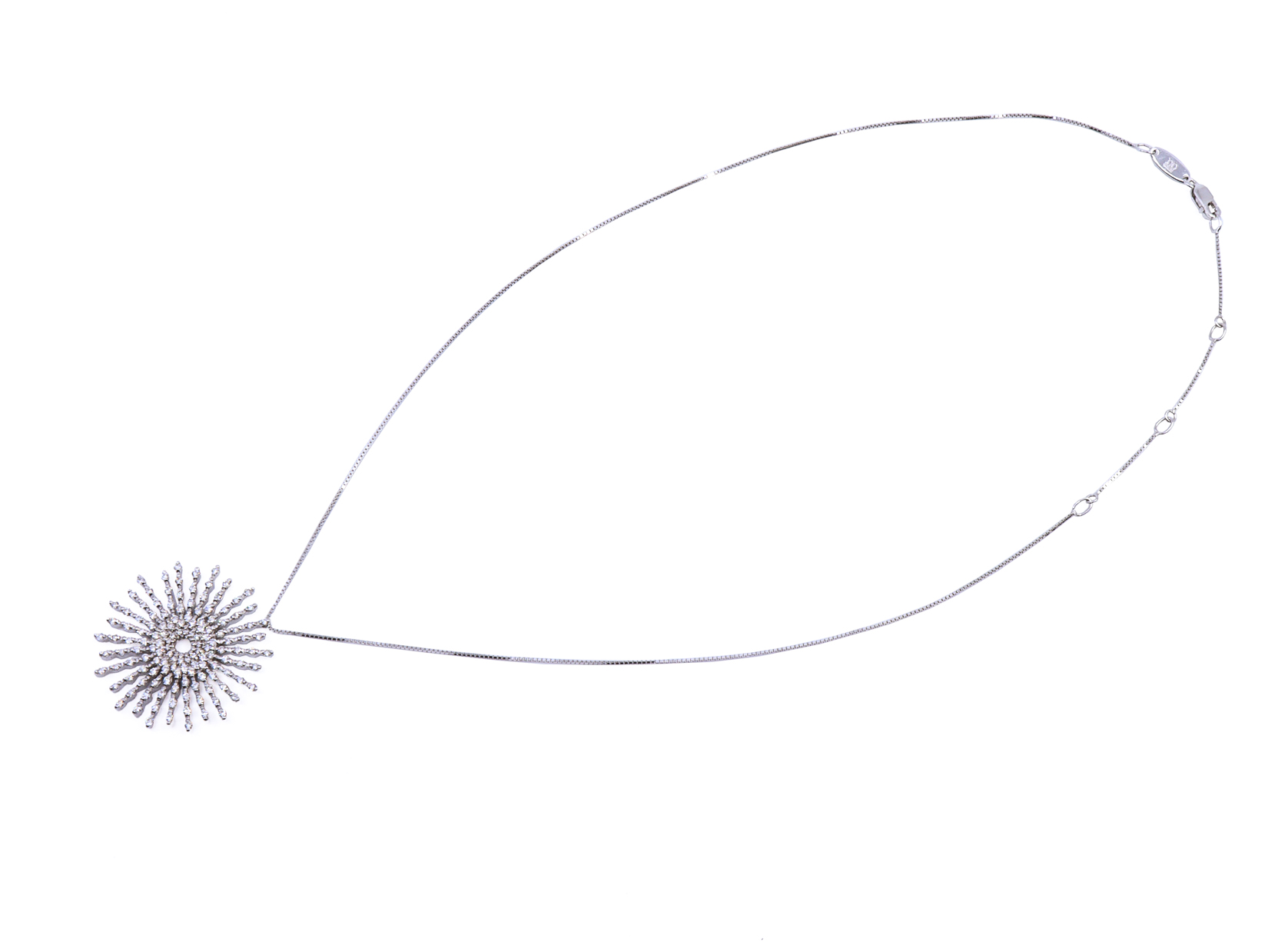 Collana in oro bianco con pendente sole di brillanti ct. 1,68 G Vs1- Gr. 10.60