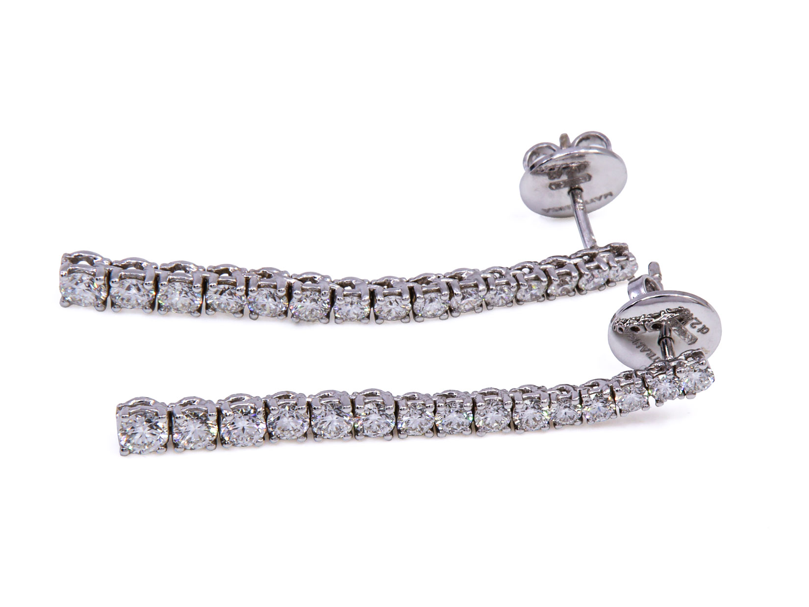 Orecchini in oro bianco tennis degrade ct.2.43 F vvs - Gr.6.60 - cm.4