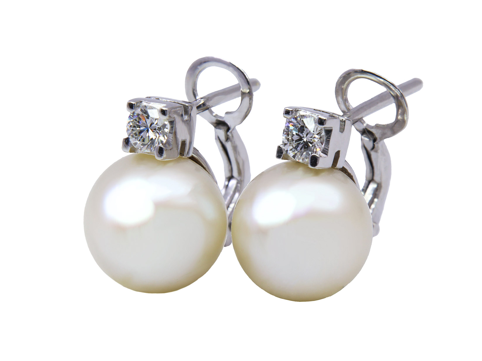 Orecchini in oro bianco 18 carati con due perle coltivate giapponesi 