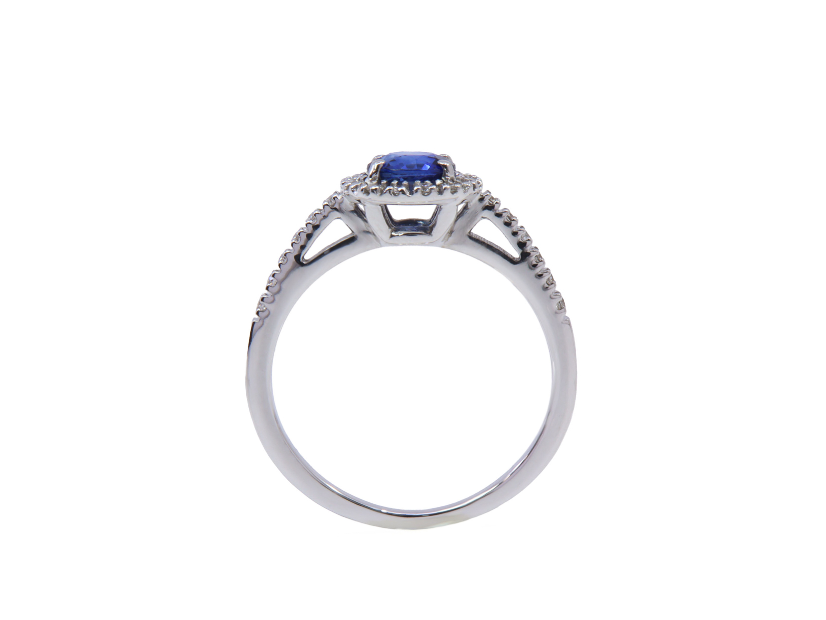 Anello oro bianco 18Kt gr2.90 - Zaffiro0.70ct - Brillanti0,20ct