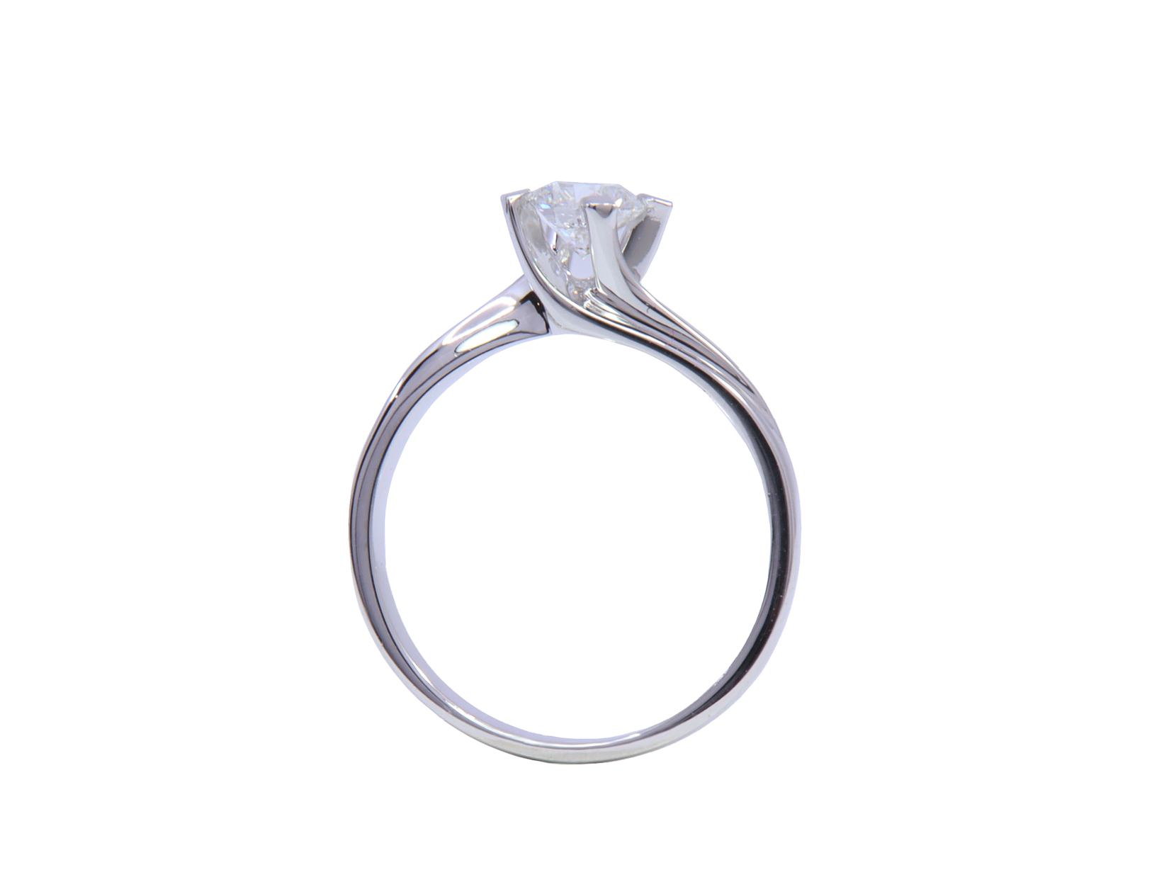 Anello Solitario oro bianco 18Kt gr3.65 - 0.53ct D SI1