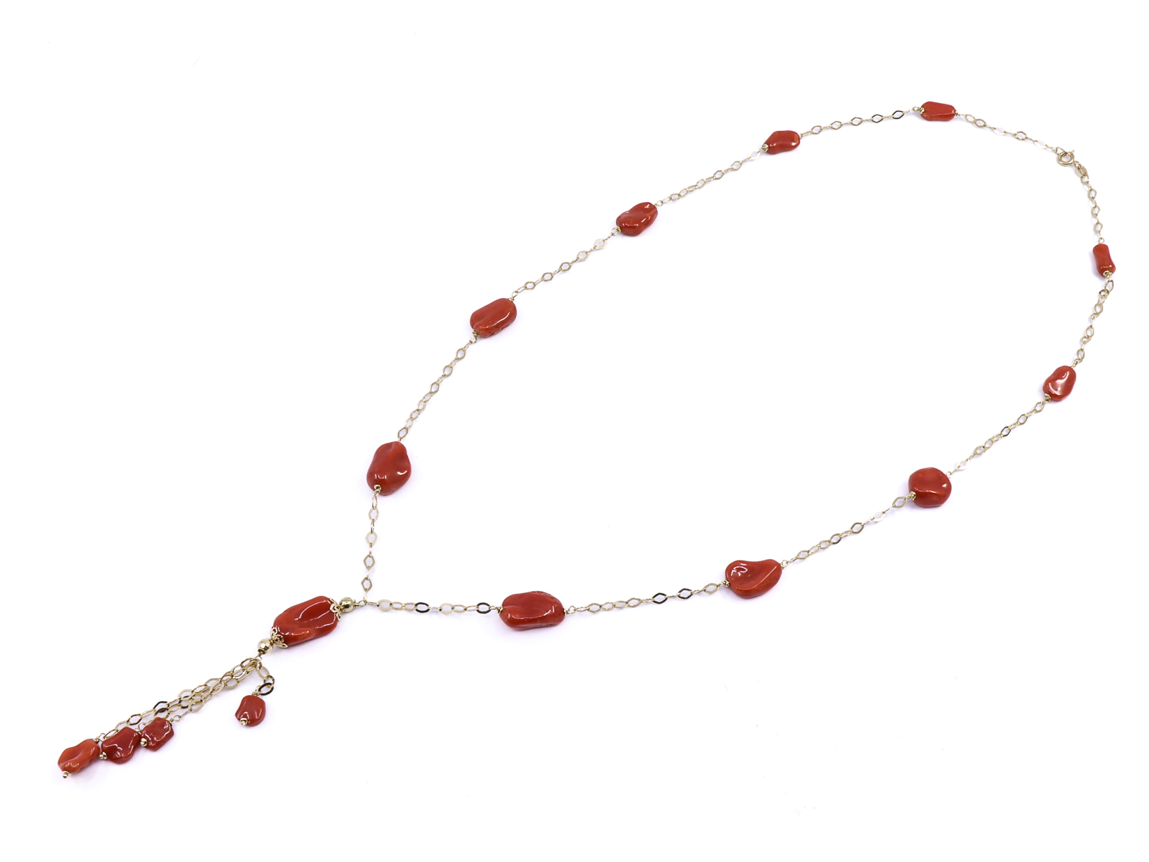 Collana in oro giallo 18 kt. con corallo grammi 16,9