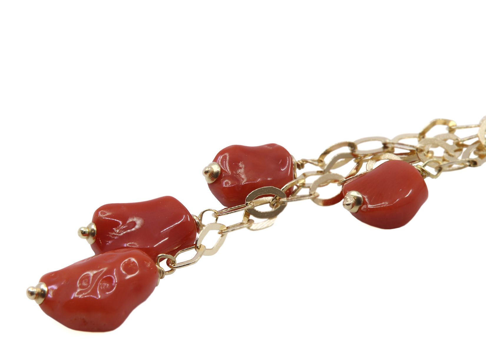 Collana in oro giallo 18 kt. con corallo grammi 16,9