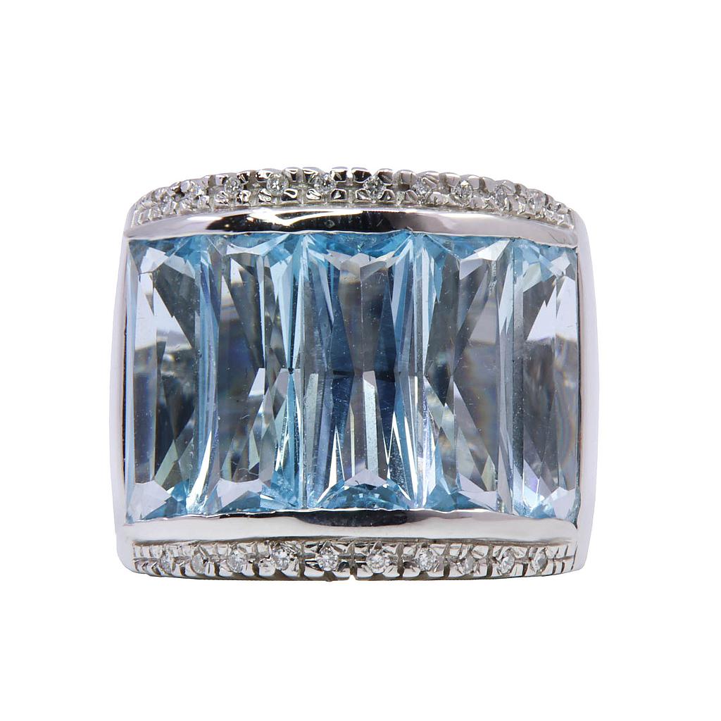 Anello fascia con topazio - Brillanti, oro 18kt. peso totale 15,8 gr.