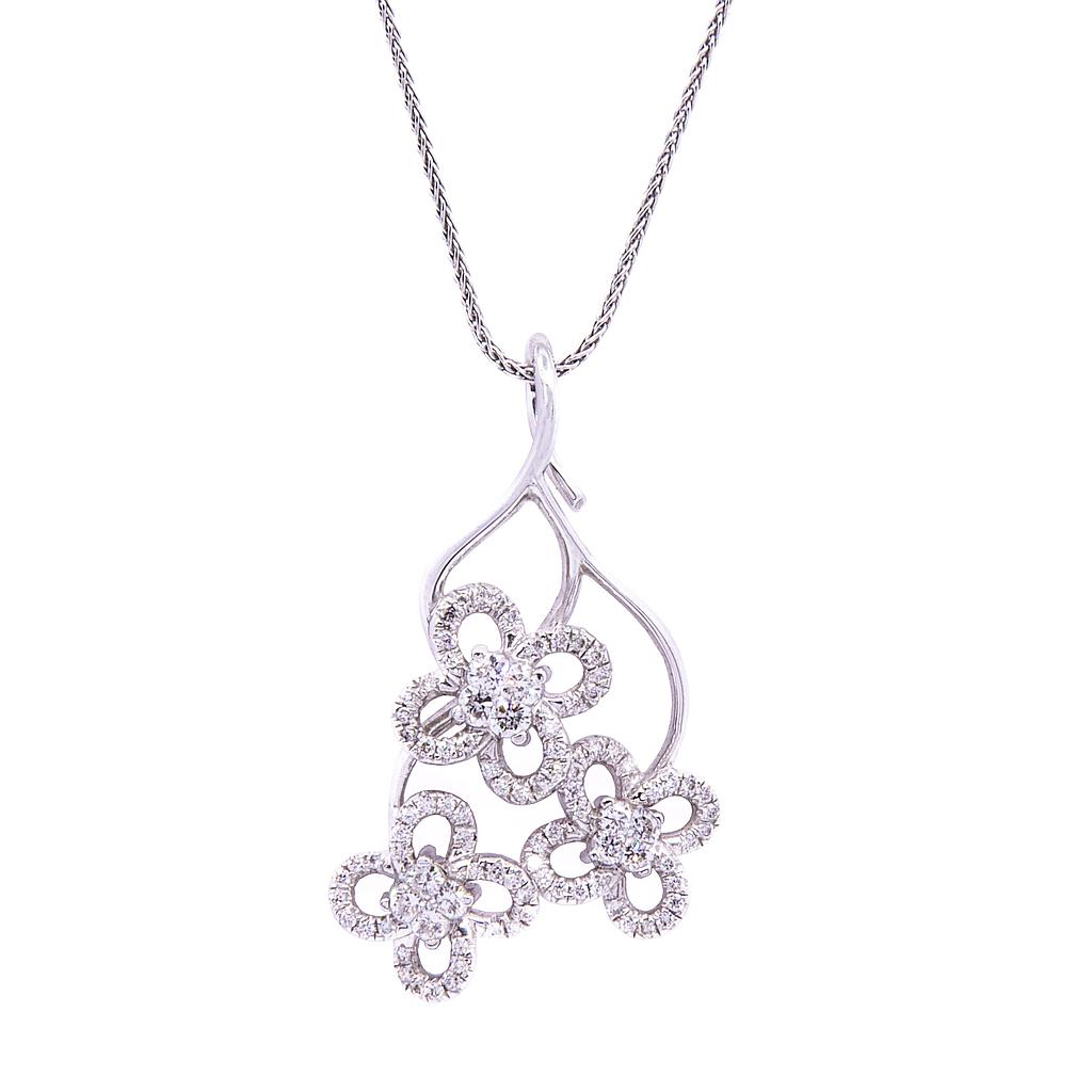 Collana fiori - Brillanti 0,95ct. G-VS, oro 18kt. peso totale 9,6gr.