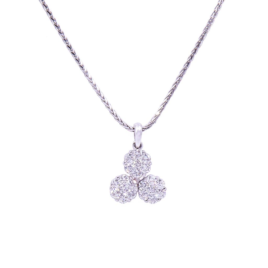 Collana tre cerchi - Brillanti 0,86ct. G-VS, oro 18kt. peso totale 5,1gr