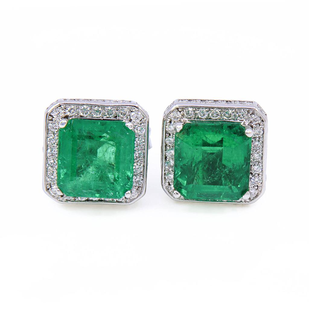 Orecchini - Smeraldi 2,8ct. brillanti 0,51ct. F/G-VVS, oro 18kt.