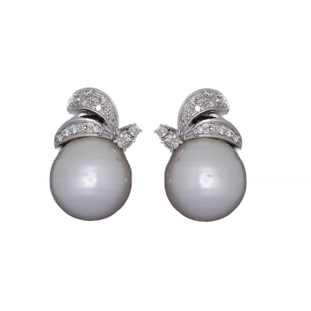 Orecchini perle australiane - Brillanti oro 18kt.