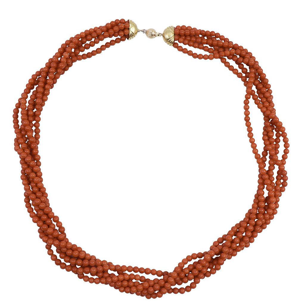 Collana corallo torchon -  Susta in oro 18kt