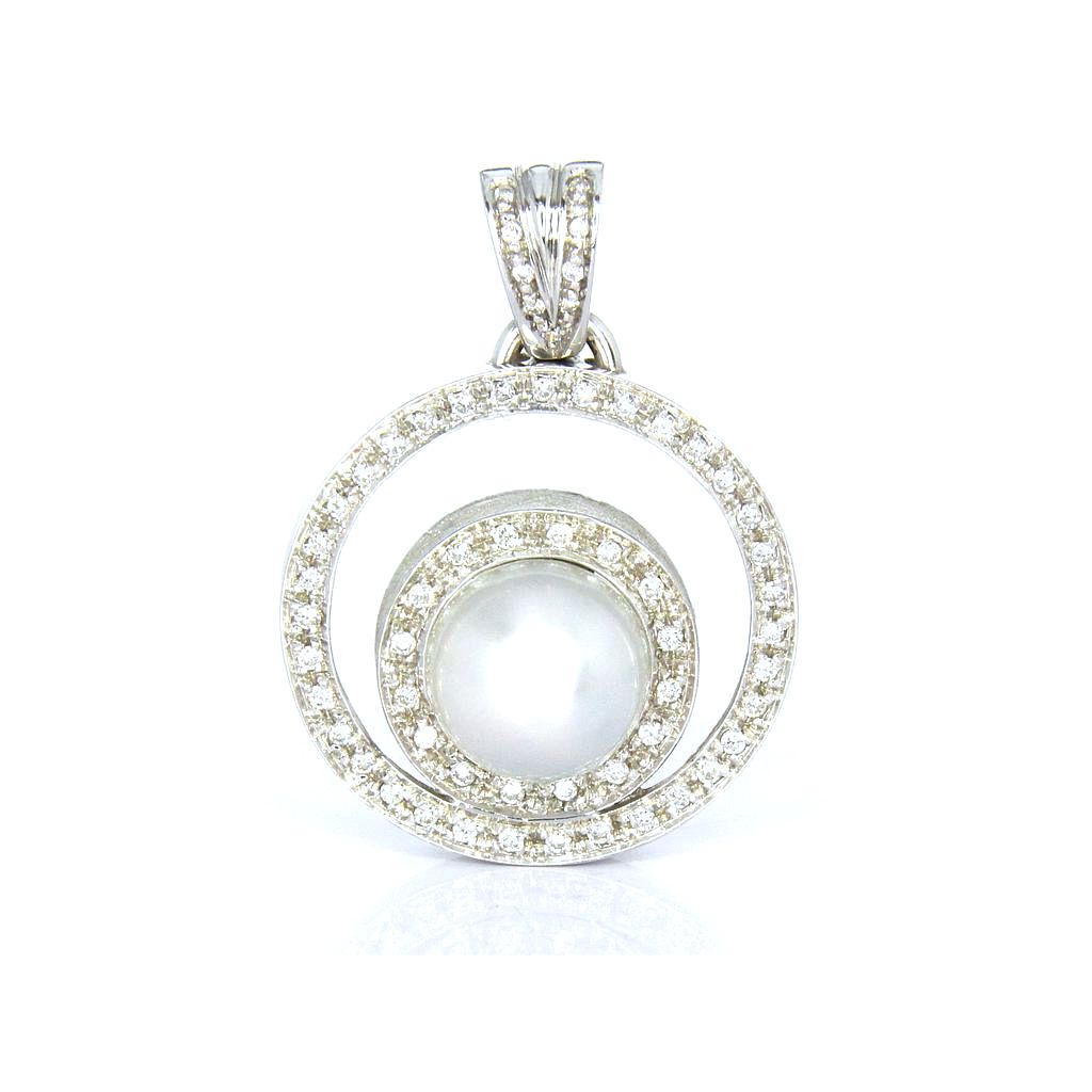 Pendente perla australiana - Brillanti 0,62ct. G-VVS, oro 18kt.