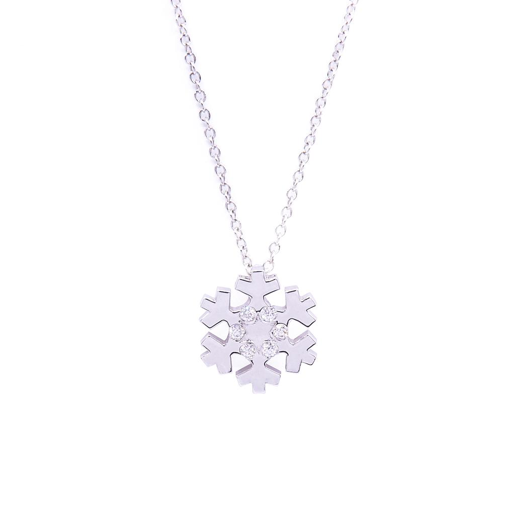 Collana fiocco di neve - Oro 18kt. Brillanti 0,05ct.
