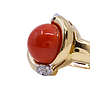 Anello in oro giallo a titolo 750/°°° (18 carati) di grammi 14.50 con corallo e dei piccoli diamantini