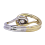 Anello in oro bianco e giallo titolo 18kt con brillante stimato di 0,40 ct