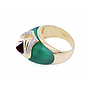 Anello in oro giallo 750/°°° di grammi 16.70 con cristallo di rocca verde 