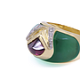 Anello in oro giallo 750/°°° di grammi 16.70 con cristallo di rocca verde 