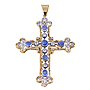 Pendente croce - Oro giallo 9kt. con pietre, peso totale 22gr.