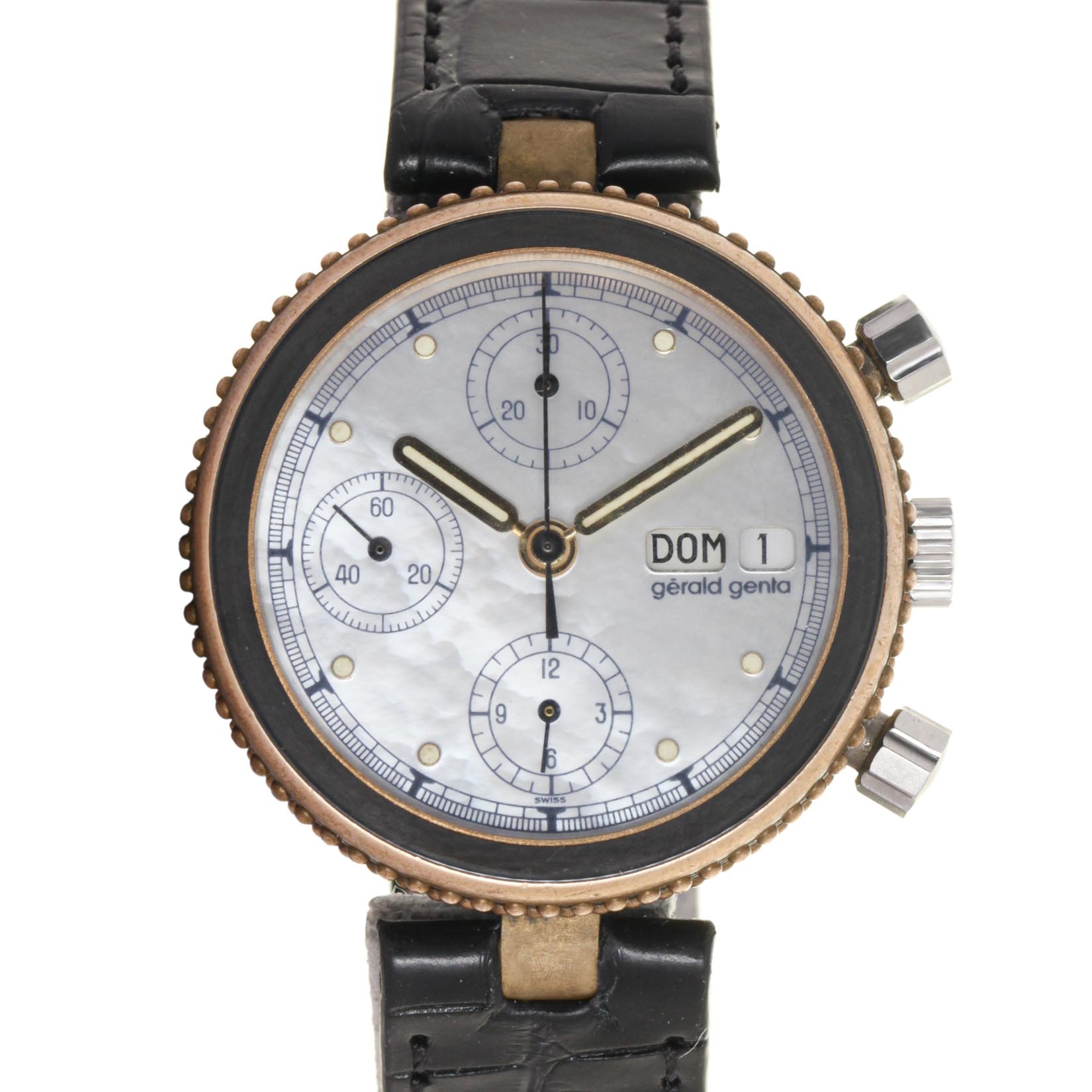 Gerald Genta, GEFICA, Bronze, Mother of Pearl, Chronograph, our Box & warranty, G2989