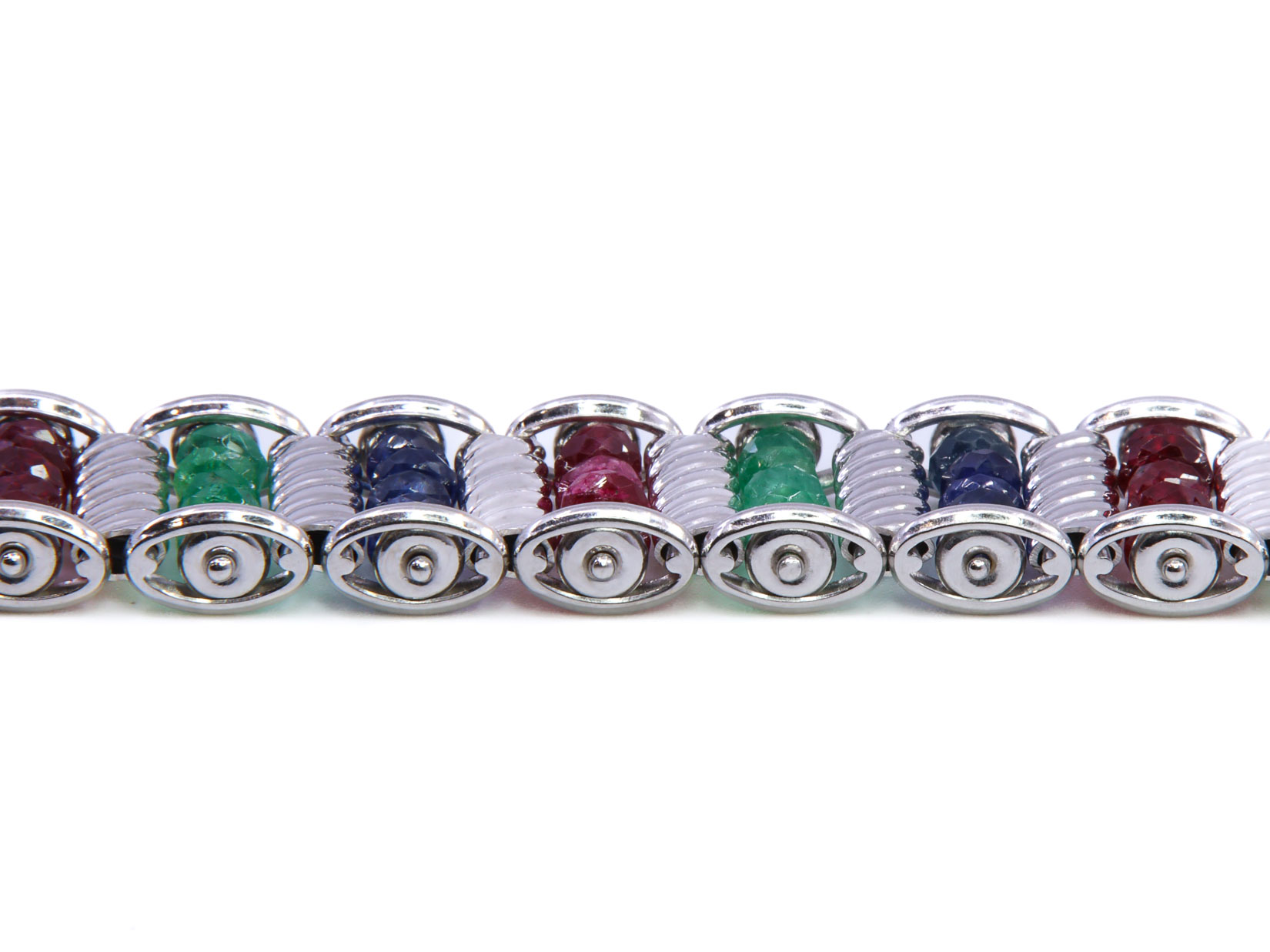 Bracciale con radici di smeraldi, rubini e zaffiri, gr. 33,9