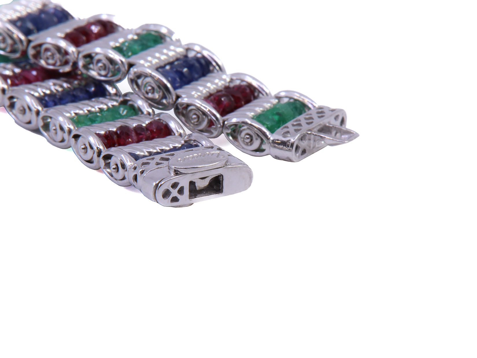 Bracciale con radici di smeraldi, rubini e zaffiri, gr. 33,9