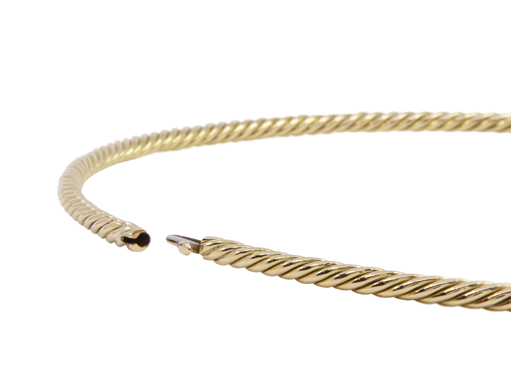 Collana rigida in oro giallo a titolo 750/°°° di grammi 38.60 ad euro 63.00 al grammo marcato Bulgari 