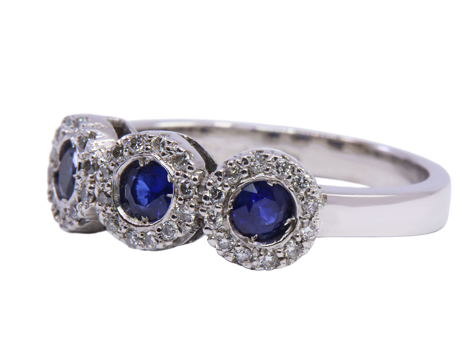 Lotto anello oro bianco a titolo 750/°°° con zaffiri 0,65ct.e brillanti 0,22 