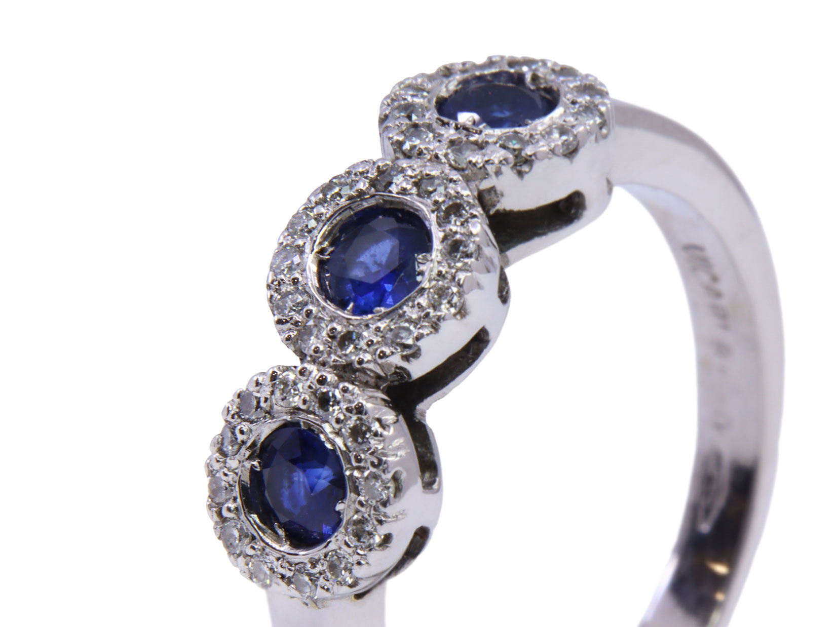 Lotto anello oro bianco a titolo 750/°°° con zaffiri 0,65ct.e brillanti 0,22 