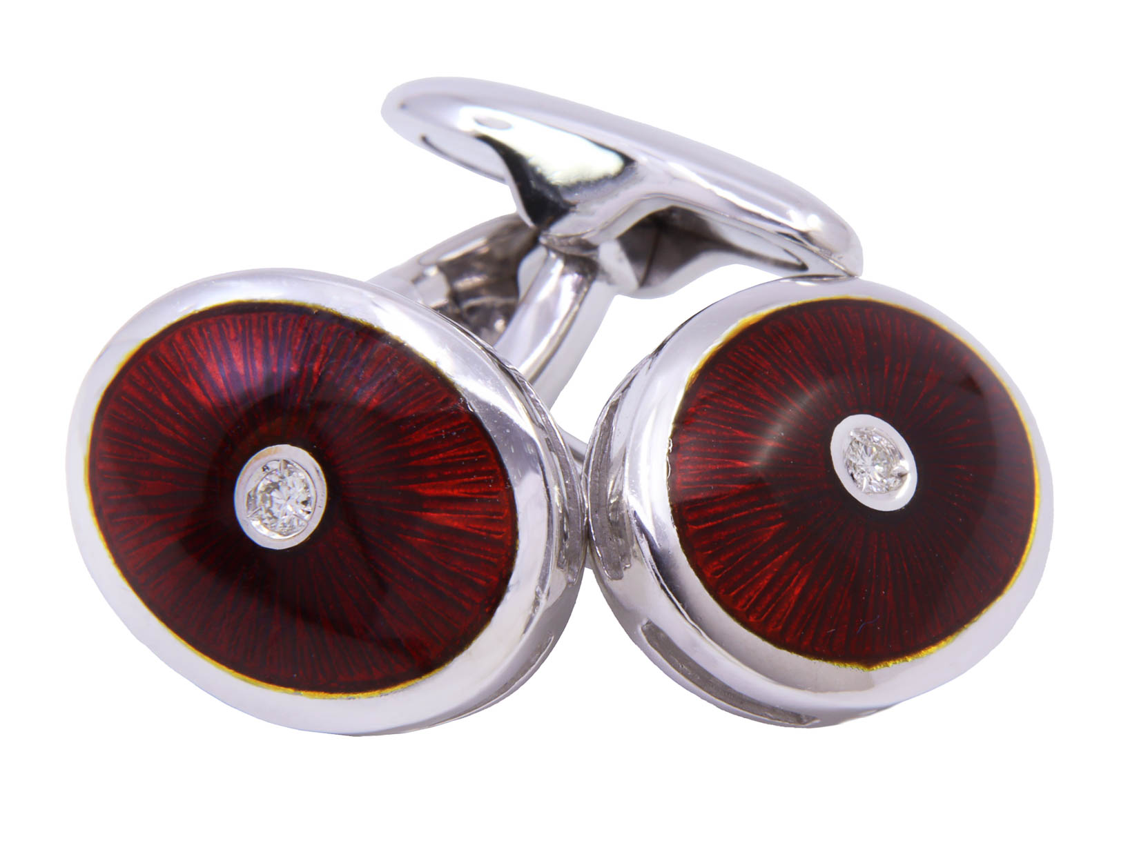 Gemelli Smalto Rosso e brillante, oro bianco 18kt gr.11,60