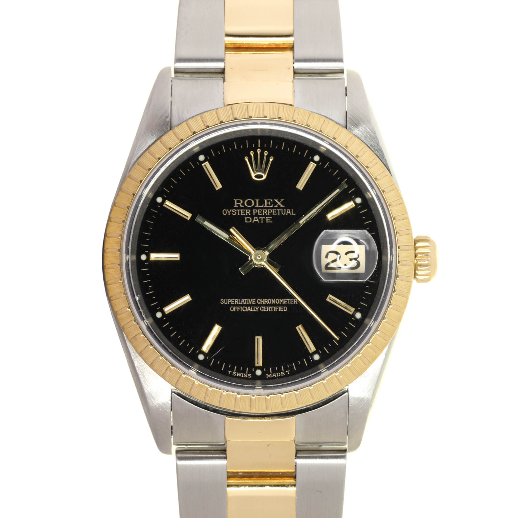 ROLEX 15223 DATE, Rolesor 18kt Yellow,  Rolex Box & Papers, 1998