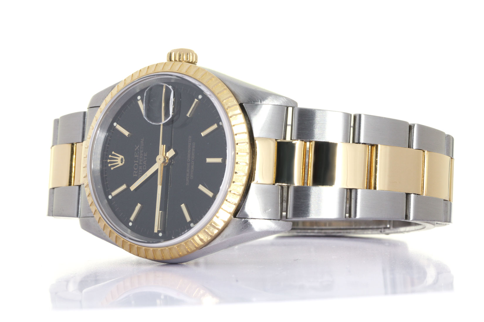 ROLEX 15223 DATE, Rolesor 18kt Yellow,  Rolex Box & Papers, 1998