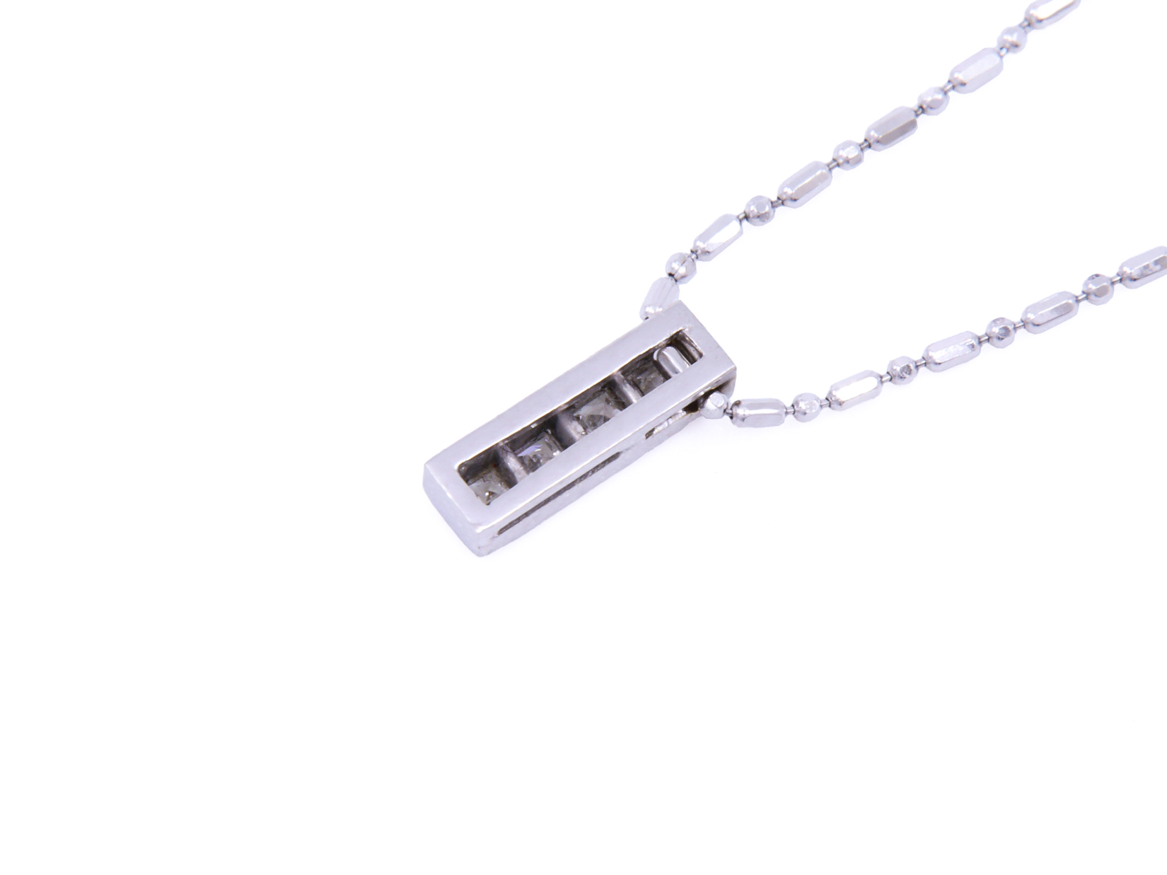 Collana Rettangolo - Brillanti 0,35ct, Oro 18kt, 1,80gr