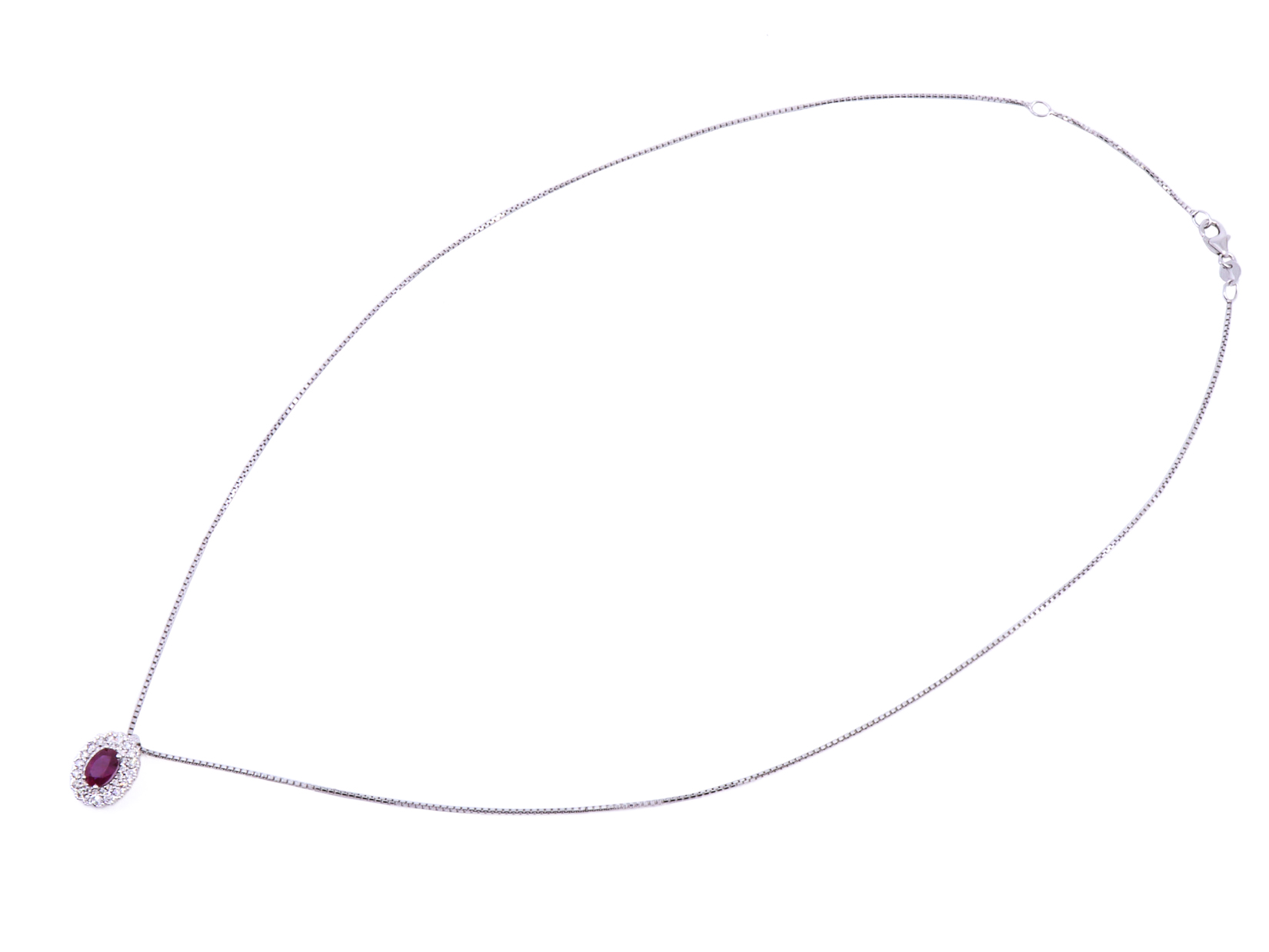 collino ob. Con rubino ovale centrale mozambico ct. 0.69 e brills attorno di ct. 0.30 fg vvs