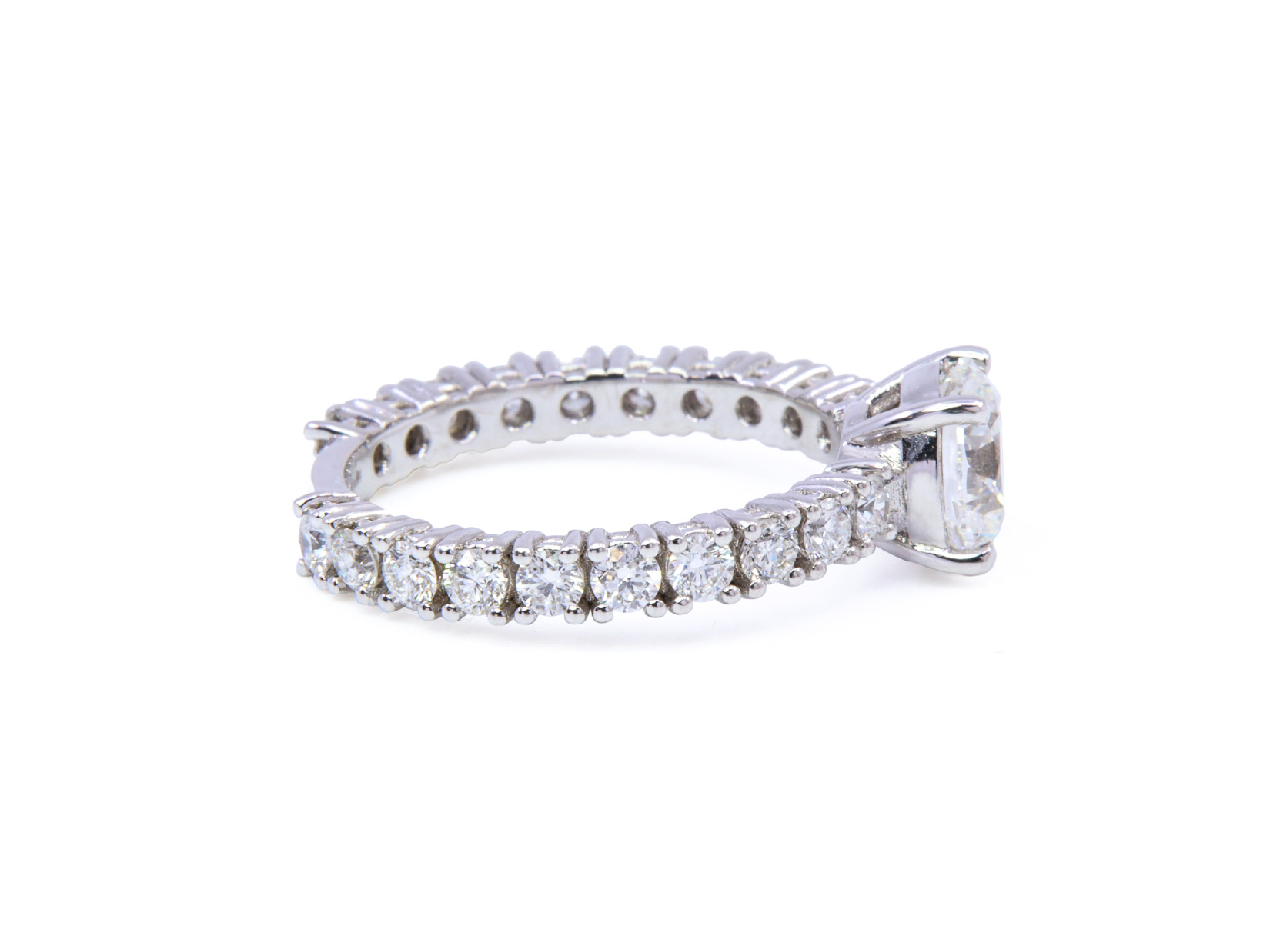 Anello solitario collezione Pantelleria - Diamanti 1,50+1,03ct. F-VS1+F/G-VVS, oro bianco 18kt. 4,3 gr.