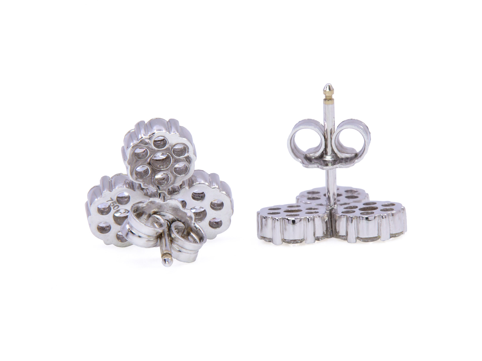 Orecchini tre cerchi - Brillanti 1,48ct. G-VS, oro 18kt. peso totale 3,2gr