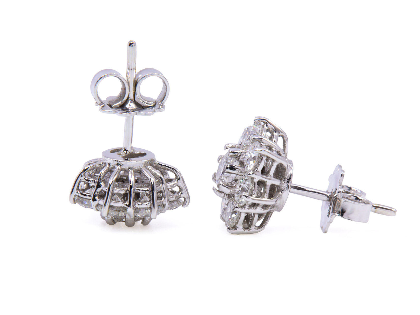 Orecchini fiore - Brillanti 2,26ct. G-VS, oro 18kt. peso totale 4,4gr