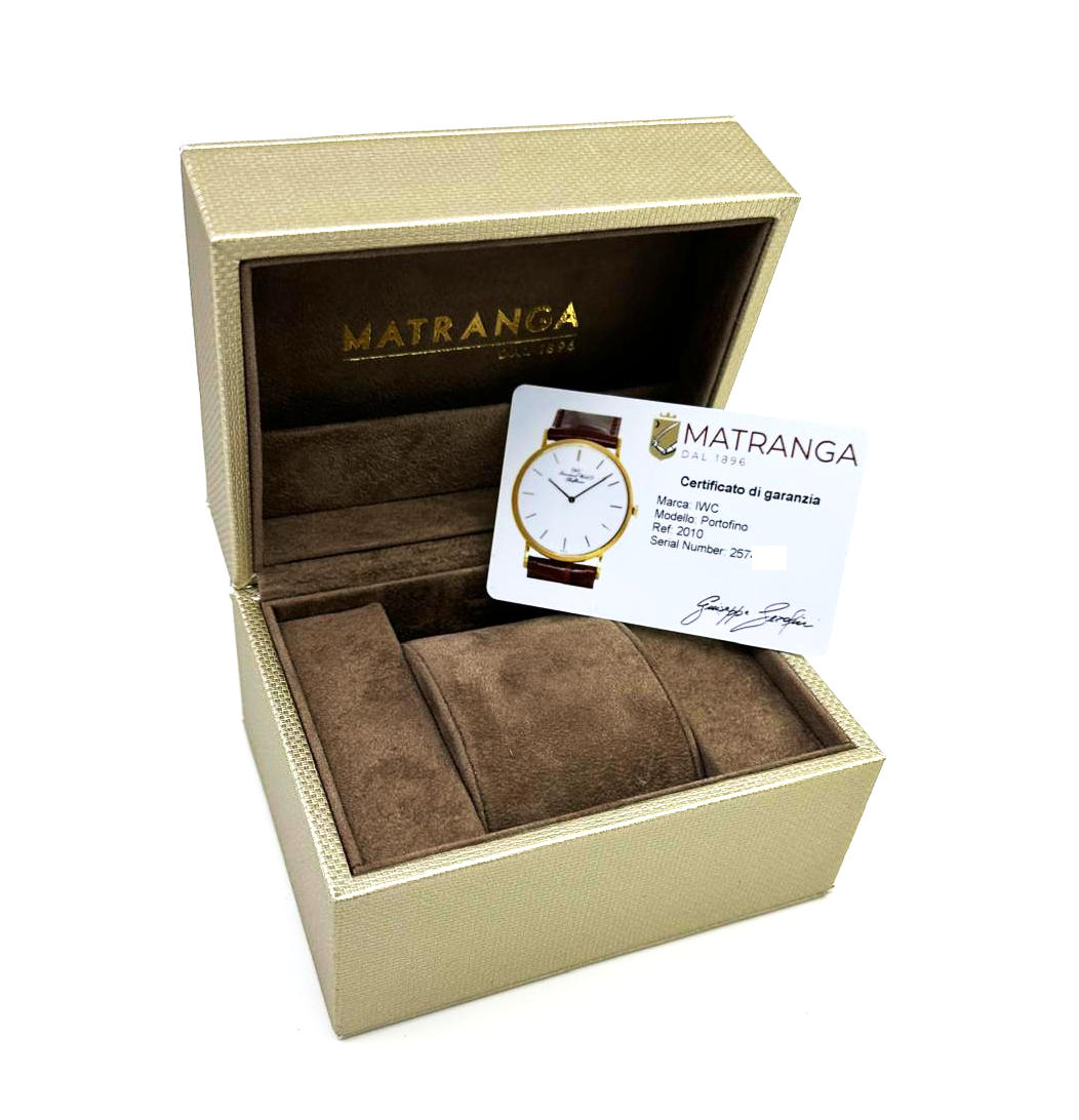 IWC Portofino ref:2010 - 18 kt. Yellow Gold -  Alligator Leather strap - 32mm diam. Our box and Papers