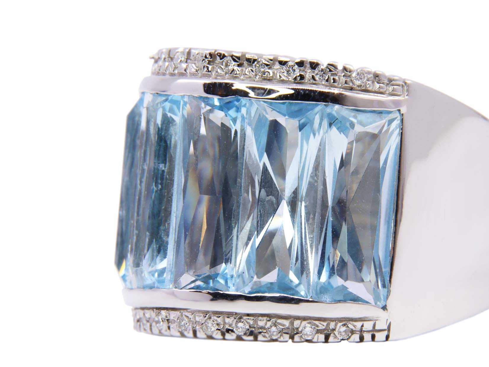 ANELLO FASCIA TOPAZIO AZZURRO E BRILLS