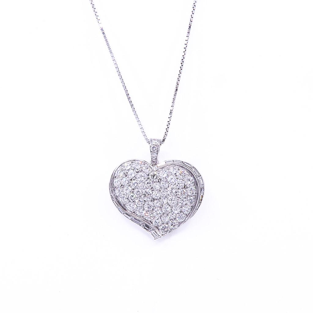 Ciondolo cuore - Brillanti 2,30ct. F/G-VS2-SI1, in oro bianco 18 kt.