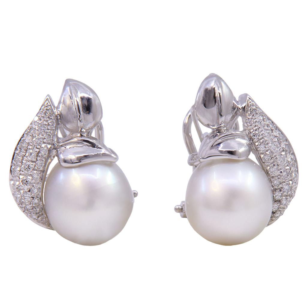 Orecchini perle australiane - Brillanti 0,40ct. G-VS1, oro 18kt